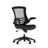 BizChair Mid-Back Black Mesh Swivel Ergonomic Task Office Chair with LeatherSoft Seat and Flip-Up Arms view 3