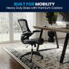 BizChair Mid-Back Black Mesh Swivel Ergonomic Task Office Chair with LeatherSoft Seat and Flip-Up Arms view 4