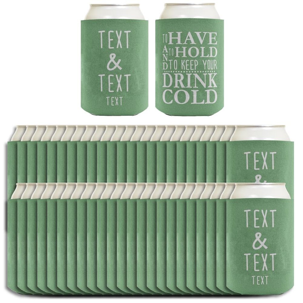 Wedding Favors for Guests Your Names & Date Have Hold Keep Drink Cold 96-Pack Personalized Can Drink Sleeves Party Pack Sage