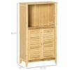 HOMCOM Bamboo Floor Cabinet Bathroom Floor Cabinet Living Room Organizer Tower with Multiple Shelves and Doors, Natural view 3