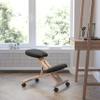 BizChair Mobile Wooden Ergonomic Kneeling Office Chair in Black Fabric view 1