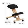 BizChair Mobile Wooden Ergonomic Kneeling Office Chair in Black Fabric view 2