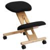 BizChair Mobile Wooden Ergonomic Kneeling Office Chair in Black Fabric view 3
