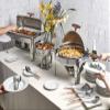Denmark Tools for Cooks Celebrations Cookware Collection 5 Piece 6.3-Quart Heavy Gauge Stainless Steel Round Chafing Dish Set with Roll Top Lid for Entertaining & Catering view 4