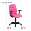BizChair Mid-Back Pink Quilted Vinyl Swivel Task Office Chair with Arms view 2