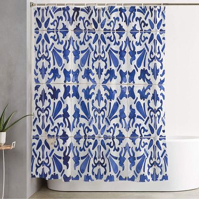 Starobos Shower Curtain Architecture Geometric Traditional Ornate Portuguese Tiles Decoration Azulejos Textures Objects Home Bathroom Decor Polyester Fabric Waterproof 72 x 72 Inch Set with Hooks
