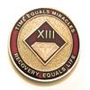 13 Year NA Burgundy & Gold Diamond Style Recovery, Clean, Medallion, Chip, Coin, Token view 1