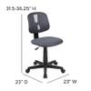 BizChair Mid-Back Gray Mesh Swivel Task Office Chair with Pivot Back view 2