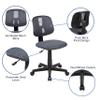 BizChair Mid-Back Gray Mesh Swivel Task Office Chair with Pivot Back view 4