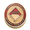 27 Year NA Burgundy & Gold Diamond Style Recovery, Clean, Medallion, Chip, Coin, Token view 1
