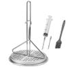 BOHK Perforated Aluminum Turkey Chicken Poultry Deep Frying Rack with Chrome Finish Wire Handle Lifter Hook Seasoning Injector Silicone Brush view 1