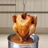 BOHK Perforated Aluminum Turkey Chicken Poultry Deep Frying Rack with Chrome Finish Wire Handle Lifter Hook Seasoning Injector Silicone Brush view 3