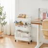 MAX Houser 3-Tier Rolling Utility Cart with Caster Wheels,Easy Assembly, for Kitchen, Bathroom (White) view 4