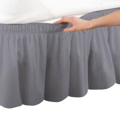 Amuze Bedding Eay Fit Elastic Wrap Around Ruffled Bed Skirt Recron 700 Thread Count(Silver Grey, Full, Drop Length 15 Inches)