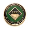 31 Year NA Green & Black Diamond Style Recovery, Clean, Medallion, Chip, Coin, Token view 1