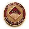 32 Year NA Burgundy & Gold Diamond Style Recovery, Clean, Medallion, Chip, Coin, Token view 1