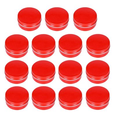 2oz/60ml Red Aluminum Tin Jar With Screw Lid - 15 Pack Metal Round Cans Containers for Lip Balm, DIY Salve, Spice, Candies, Crafts - Cosmetic Sample Steel Containers