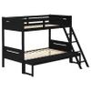 Coaster Home Furnishings Littleton Transitional Wood Twin Over Full Size Bunk Bed Frame with Ladder and Guardrails Fully Slatted Mattress Ready Foundation Black 405052BLK view 1