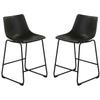 Cortesi Home Safi Counterstools in Distressed Black Faux Leather (Set of 2) 24" Seat view 1