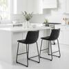 Cortesi Home Safi Counterstools in Distressed Black Faux Leather (Set of 2) 24" Seat view 2