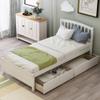 Harper & Bright Designs Twin Storage Bed Frame, Wood Platform Bed with Two Drawers and Headboard, White view 1