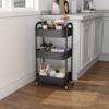 3-Tier Rolling Utility Cart with Caster Wheels,Easy Assembly, for Kitchen, Bathroom (Black) view 2