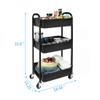 3-Tier Rolling Utility Cart with Caster Wheels,Easy Assembly, for Kitchen, Bathroom (Black) view 3