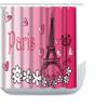 Amagical Paris Eiffel Tower Pattern with Hot Pink Heart Romantic Pattern 16 Piece Bathroom Mat Set Shower Curtain Set Vintage Bath Mat Contour Mat Toilet Cover Shower Curtain with 12 Hooks view 2