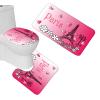 Amagical Paris Eiffel Tower Pattern with Hot Pink Heart Romantic Pattern 16 Piece Bathroom Mat Set Shower Curtain Set Vintage Bath Mat Contour Mat Toilet Cover Shower Curtain with 12 Hooks view 3
