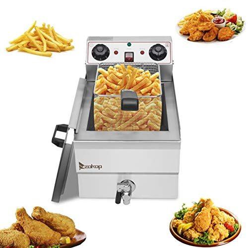 Electric Deep Fryer with Basket, Stainless Steel, Easy to Clean Deep Fryer, Oil Filtration, Professional Grade, with Timers and Thermostats (12.5QT/11.8L,Single Tank)