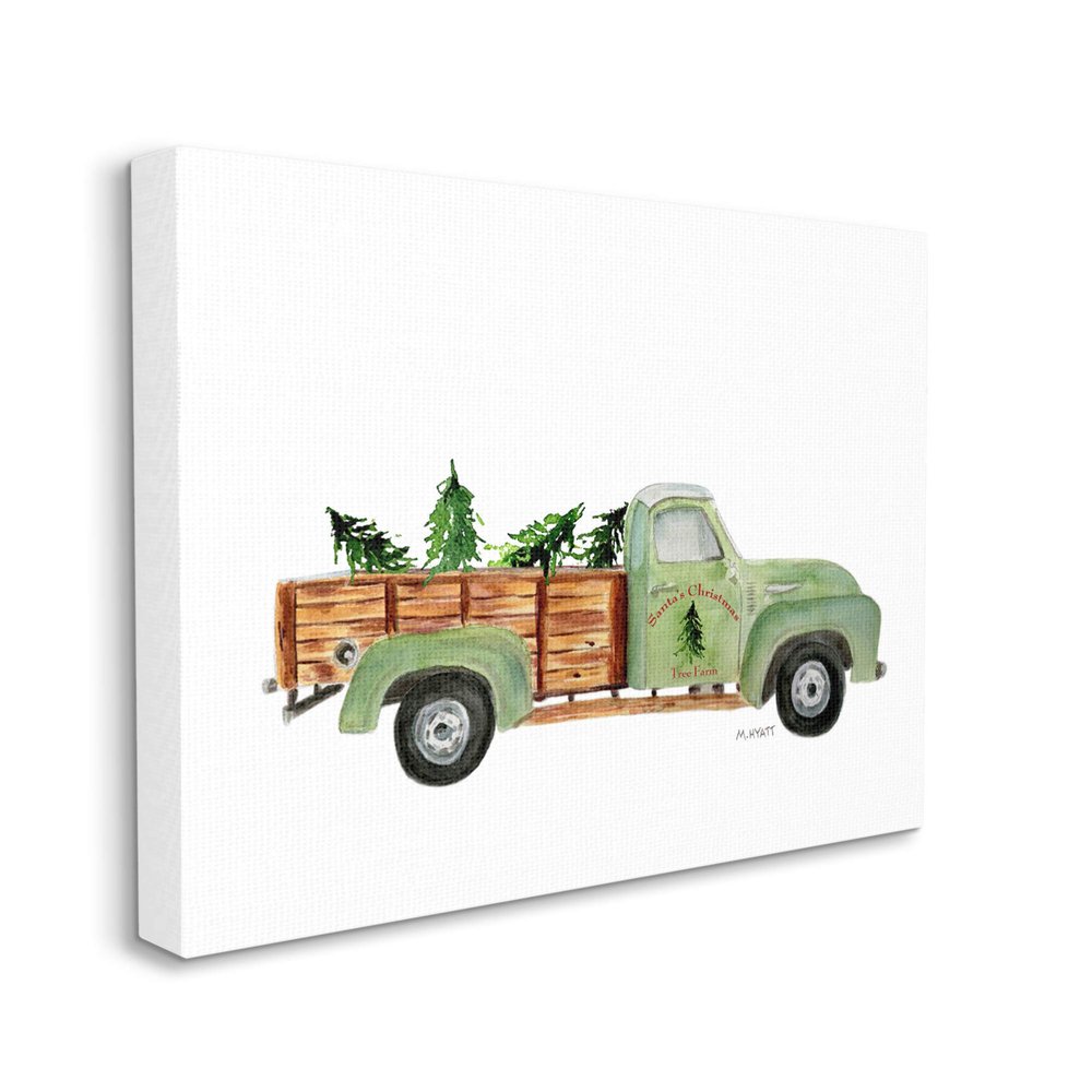Stupell Industries Santa's Christmas Tree Farm Green Vintage Truck