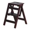 ZHZ-DT Step Stool Wooden Ladder Stool 2 Steps Multifunction Foldable Ladders Chair Rack Folding Stepladder Stairway Chairs for Home Kitchen Library, Black Walnut view 1