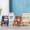 ZHZ-DT Step Stool Wooden Ladder Stool 2 Steps Multifunction Foldable Ladders Chair Rack Folding Stepladder Stairway Chairs for Home Kitchen Library, Black Walnut view 3