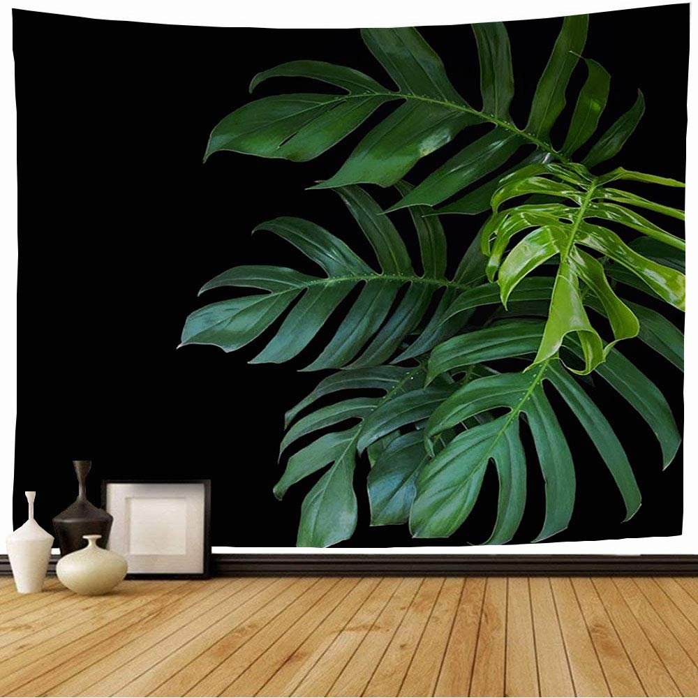 Starogs Tapestry Green Leaves Monstera Dark Philodendron Wild Plant Big Liana Growing Houseplant Floral Nature Vine Wall Tapestry Wall Decor Blanket for Bedroom Home Dorm 60x50 Inch