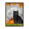 Stupell Industries Black Cat and Full Moon Autumn Leaves Pumpkins view 1