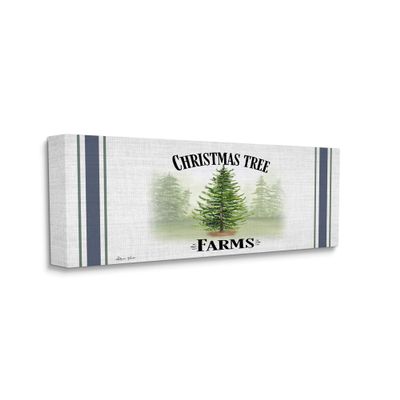 Stupell Industries Charming Christmas Tree Forest Blue Farm Stripe