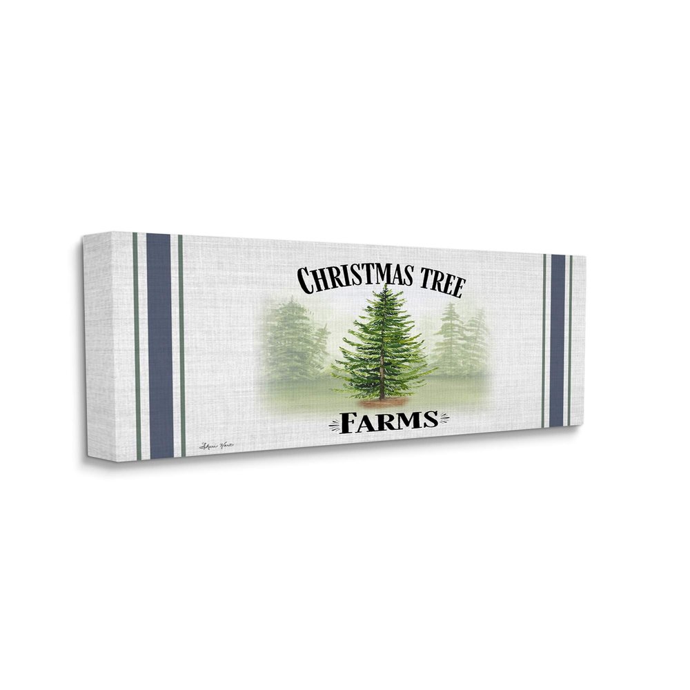 Stupell Industries Charming Christmas Tree Forest Blue Farm Stripe