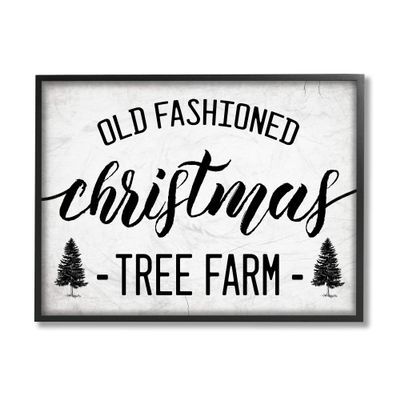 Stupell Industries Rustic Minimal Christmas Tree Farm Black White