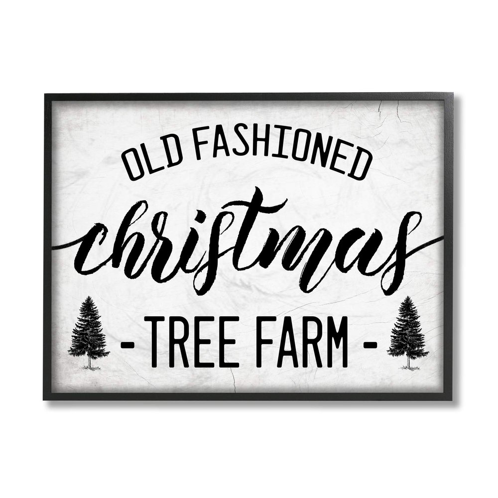 Stupell Industries Rustic Minimal Christmas Tree Farm Black White