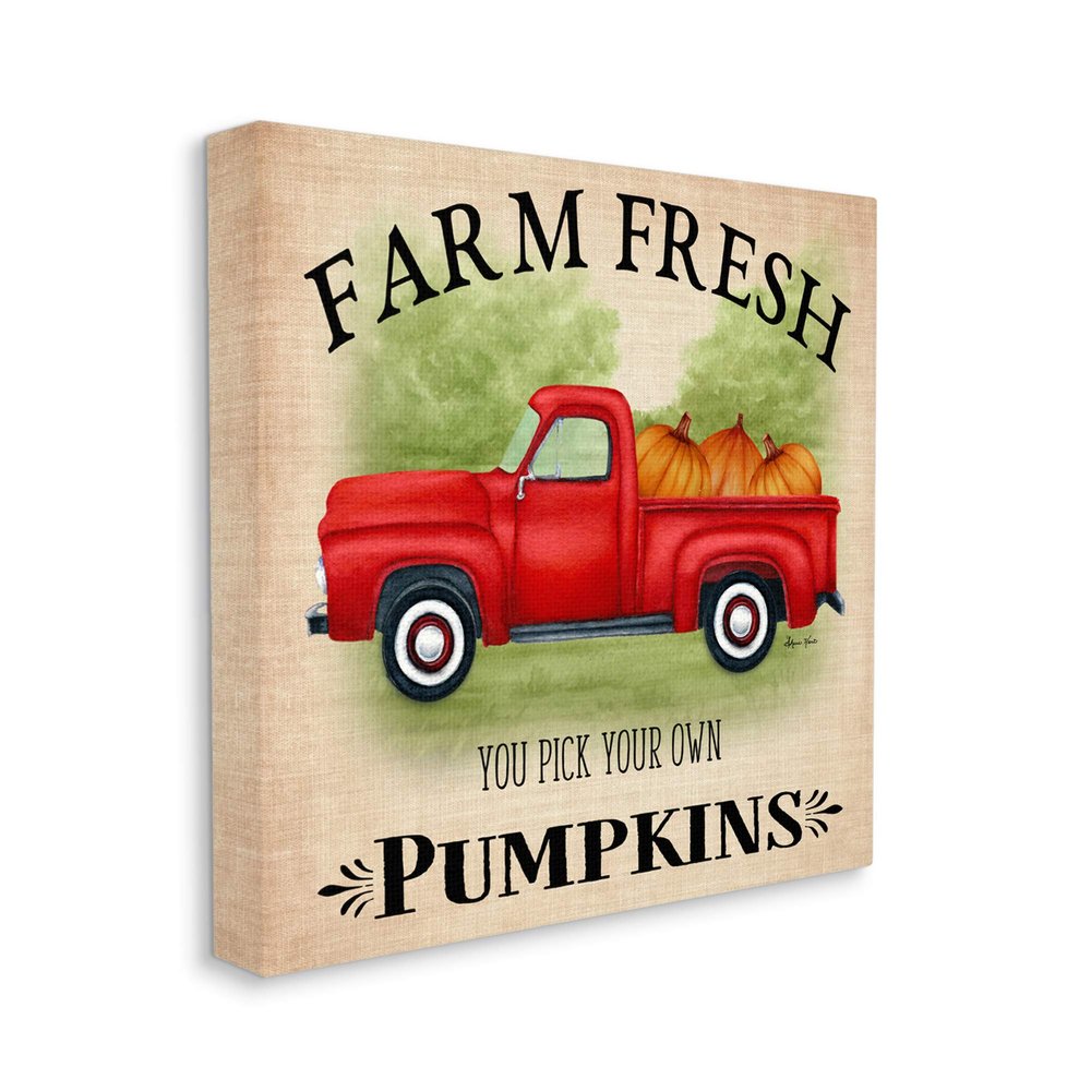 Stupell Industries Farm Fresh Pumpkins Red Farm Truck Illustration