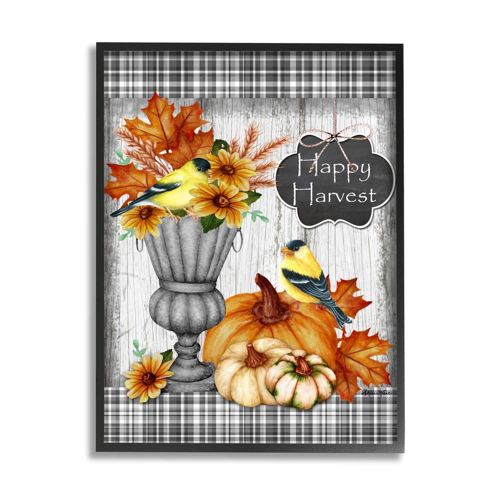 Stupell Industries Happy Harvest Charming Autumn Birds and Gourds
