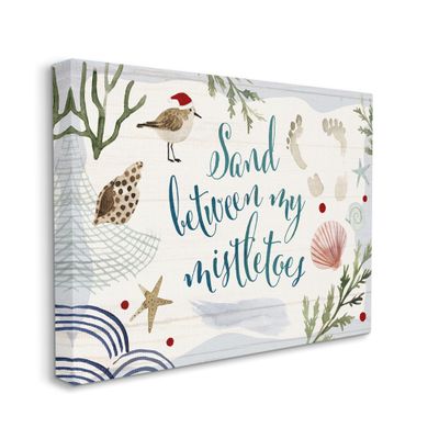 Stupell Industries Sand Between Mistletoes Phrase Nautical Beach Christmas