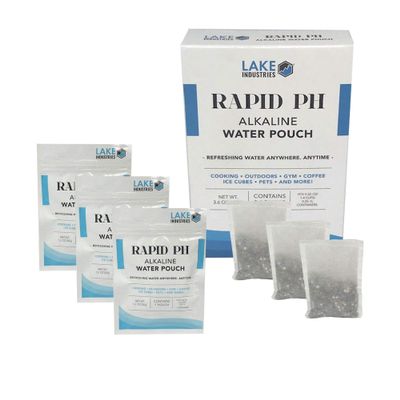 Lake Industries Rapid pH Alkaline Water Filter Pouches - Portable Water Filter System Purifier Infuser for Your Water Bottle, Pitcher, Jug Container- High pH Ionized Water 3 Pack(Net 900 Cups/48 gal)