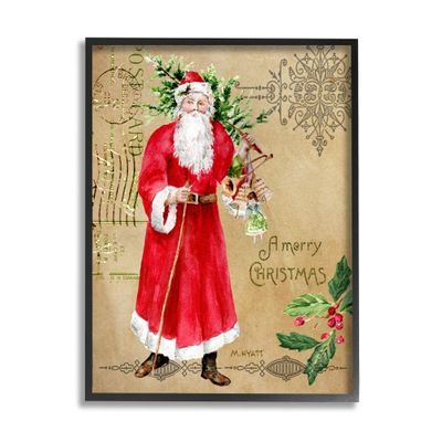 Stupell Industries Vintage Santa Claus Vintage Christmas Postal Design