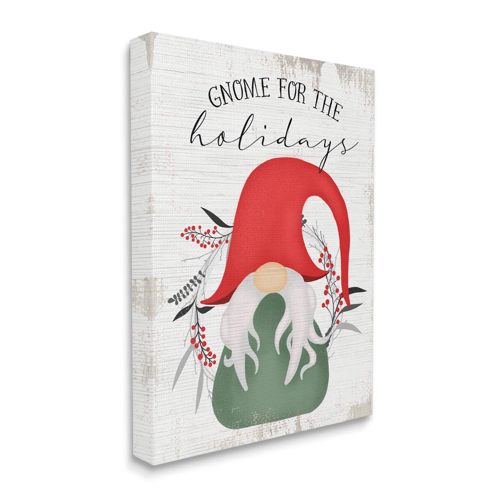Stupell Industries Gnome for The Holidays Winter Garden Pun