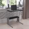 BizChair Black Computer Desk with Perforated Side Paneling view 1