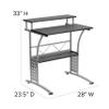 BizChair Black Computer Desk with Perforated Side Paneling view 2