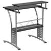 BizChair Black Computer Desk with Perforated Side Paneling view 4