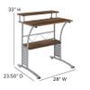 BizChair Rustic Walnut Computer Desk with Top and Lower Storage Shelves view 2