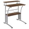 BizChair Rustic Walnut Computer Desk with Top and Lower Storage Shelves view 3